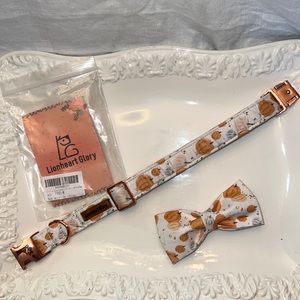 Lionhearted Glory Dog Collar and Bow Tie NIP FALL Pumpkins Sz. M